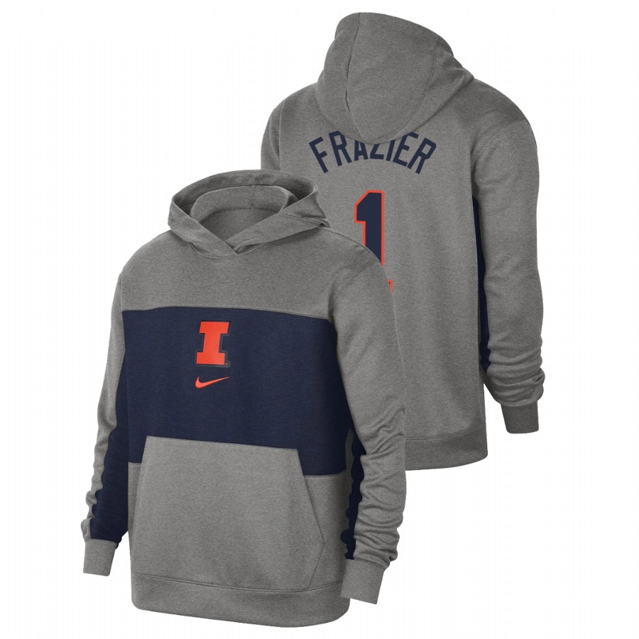 Men's Heathered Gray Illinois Fighting Illini Trent Frazier Basketball Spotlight Pullover Hoodie