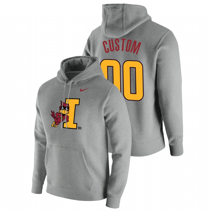 Men's Heathered Gray Iowa State Cyclones Custom Vintage School Logo Pullover Hoodie