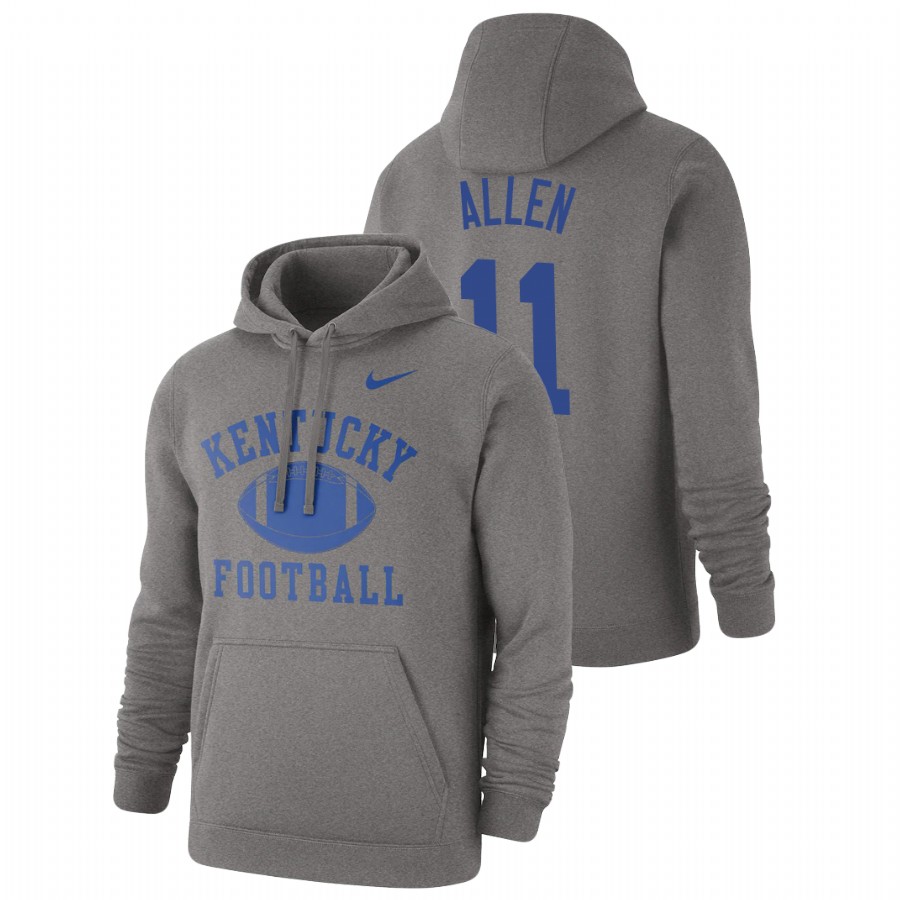 Men's Heathered Gray Kentucky Wildcats Nik Scalzo Retro Football Pullover Hoodie1
