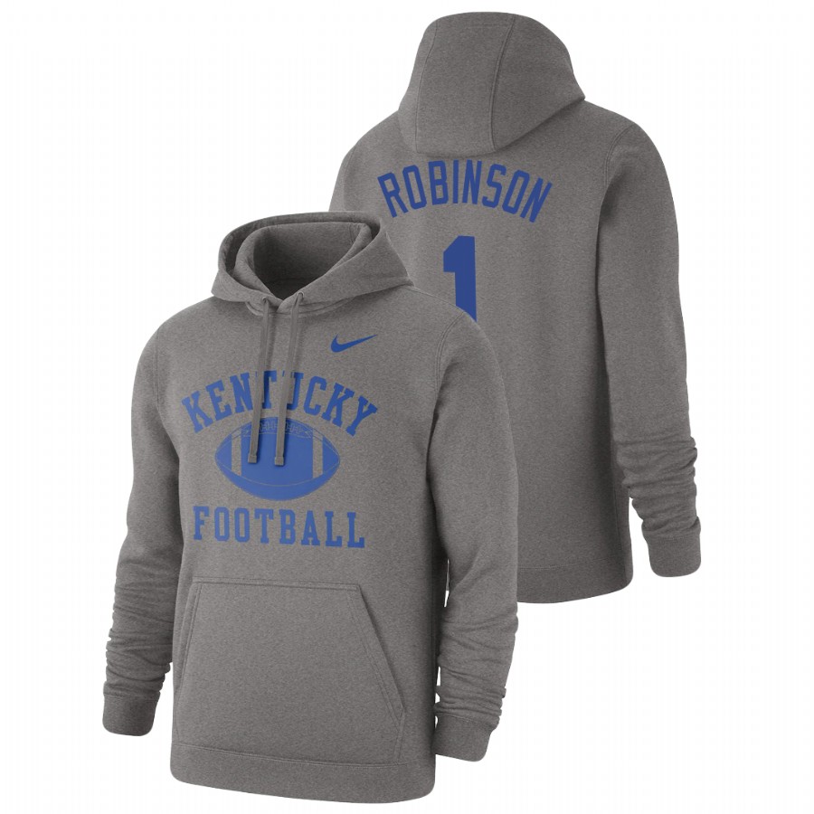 Men's Heathered Gray Kentucky Wildcats Wan'Dale Robinson Retro Football Pullover Hoodie