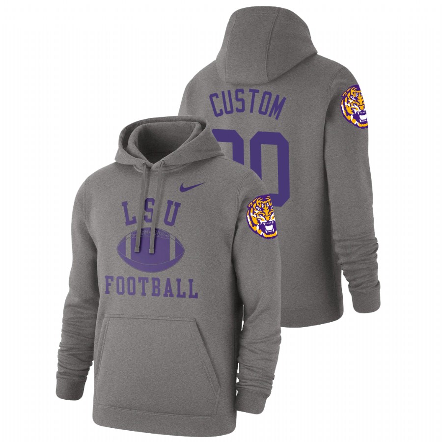 Men's Heathered Gray LSU Tigers Custom Retro Football Pullover Hoodie
