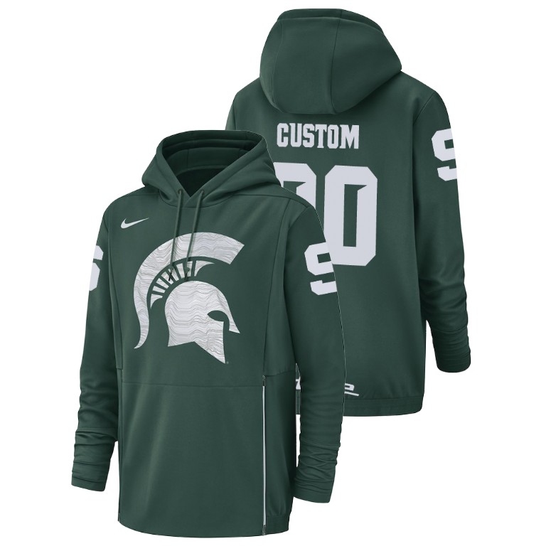 Men's Hoodie Men's Michigan State Spartans Green Custom Football Performance Hoodie