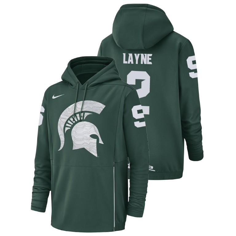 Men's Hoodie Men's Michigan State Spartans Green Justin Layne Football Performance Hoodie