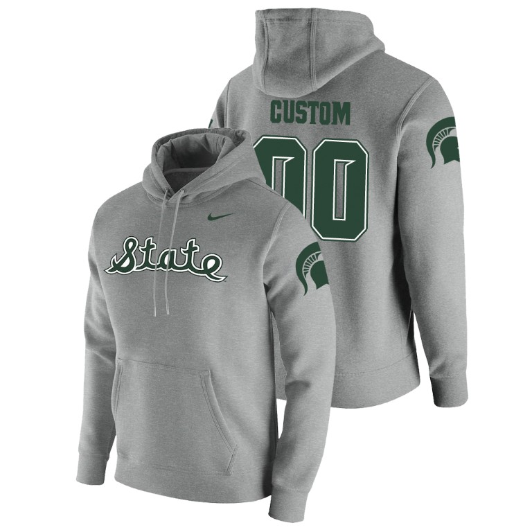 Men's Hoodie Men's Michigan State Spartans Heathered Gray Custom Pullover Hoodie
