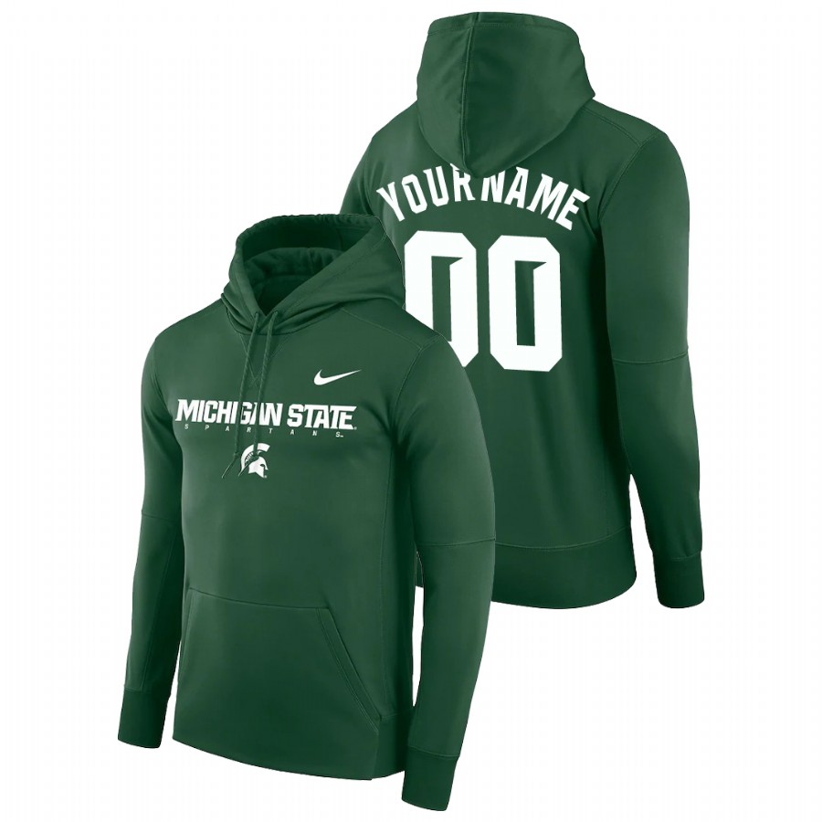 Men's Hoodie Michigan State Spartans Custom Facility Performance Green Pullover Hoodie