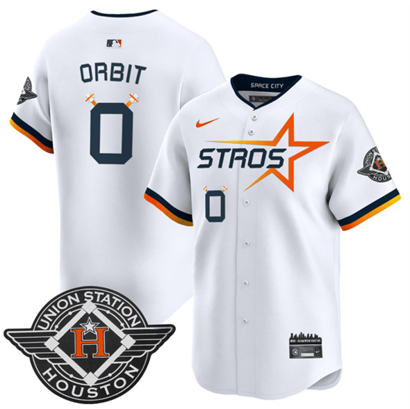 Men's Houston Astros #0 Orbit White 2025 City Connect Limited Stitched Baseball Jersey