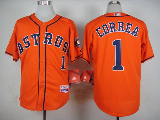 Men's Houston Astros #1 Carlos Correa Orange Jersey的副本