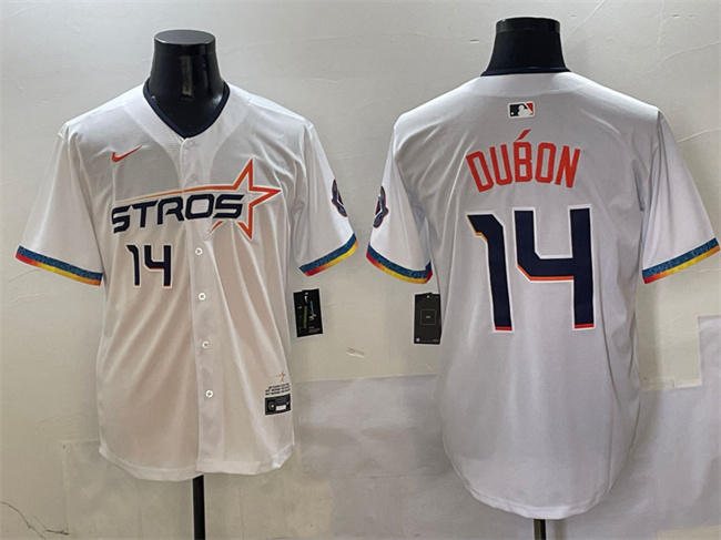 Men's Houston Astros #14 Mauricio Dub?3n White 2025 City Connect Limited Stitched Baseball Jersey