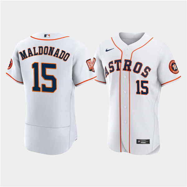 Men's Houston Astros #15 Mart?-n Maldonado White 60th Anniversary Flex Base Stitched Baseball Jersey