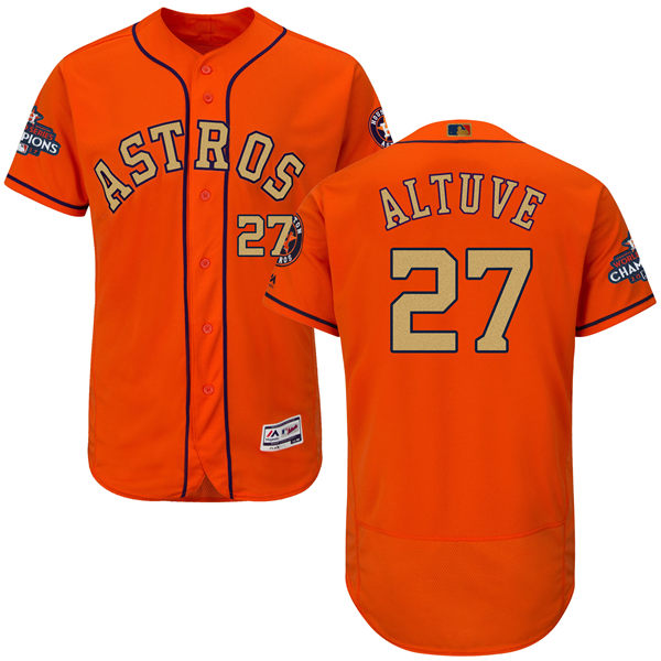 Men's Houston Astros #27 Jose Altuve Orange 2018 Gold Program Flexbase Stitched MLB Jersey