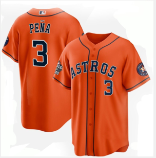 Men's Houston Astros #3 Jeremy Pen?a Orange 2022 World Series Home Stitched Baseball Jersey