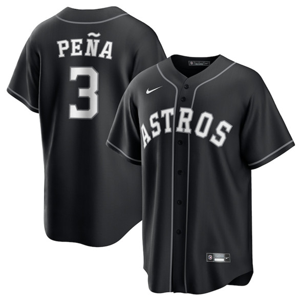 Men's Houston Astros #3 Jeremy Pena Black Lights Out Limited Stitched Baseball Jersey