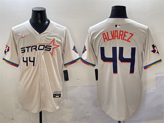Men's Houston Astros #44 Yordan Alvarez Cream 2025 City Connect With Texas Patch Limited Stitched Baseball Jersey