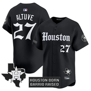 Men's Houston Astros 'Gothic Edition' Vapor Premier Limited Jersey V2 - All Stitched José Altuve 27