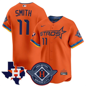 Men's Houston Astros 2025 City Connect Texas Patch Vapor Premier Limited Jersey - All Stitched Cam  Smith 11