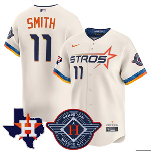 Men's Houston Astros 2025 City Connect Texas Patch Vapor Premier Limited Jersey - All Stitched Cam Smith     11