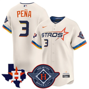 Men's Houston Astros 2025 City Connect Texas Patch Vapor Premier Limited Jersey - All Stitched Jeremy Pena  3