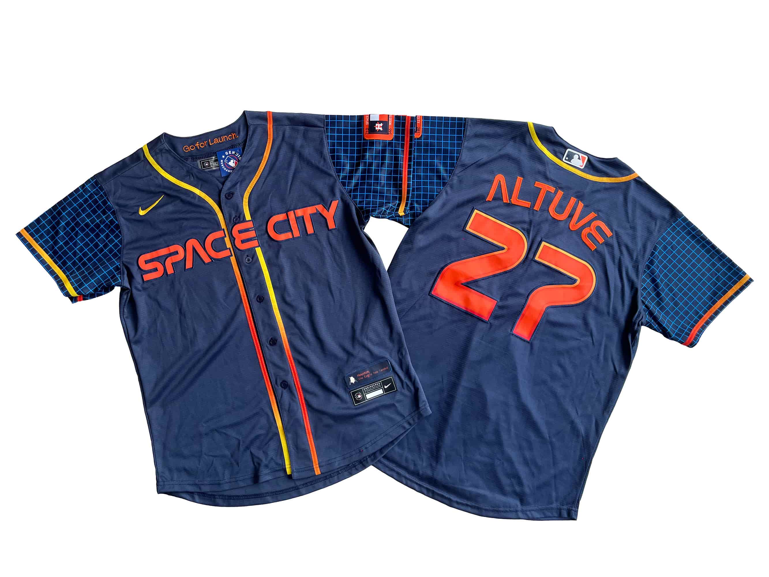 Men's Houston Astros 27# Jose Altuve Nike Navy City Connect Replica Player Jersey
