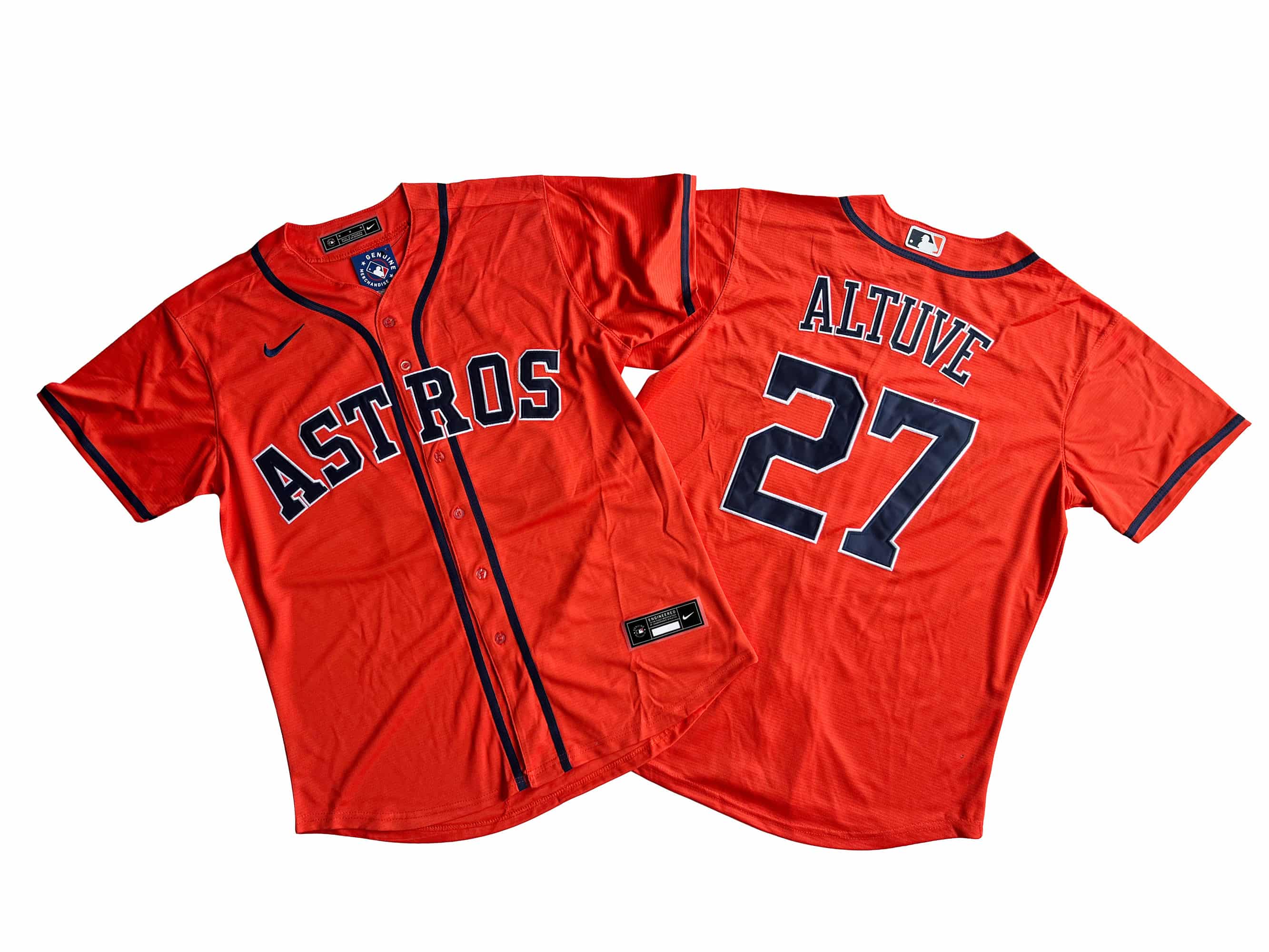 Men's Houston Astros 27# Jose Altuve Nike Orange Home Replica Player Name Jersey