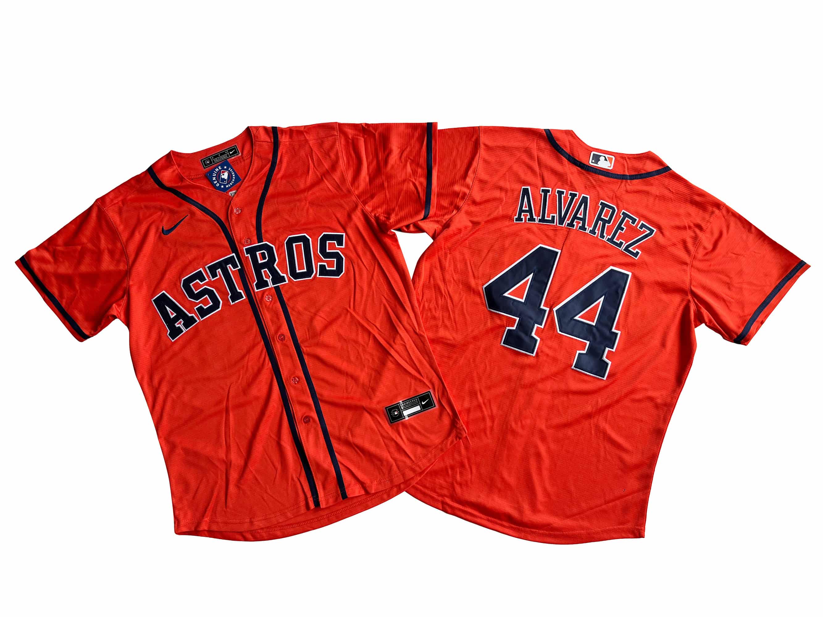 Men's Houston Astros 44# Yordan Alvarez Nike Orange Home Replica Player Name Jersey