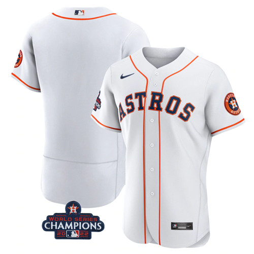 Men's Houston Astros Blank White 2022 World Series Champions Flex Base Stitched Baseball Jersey的副本