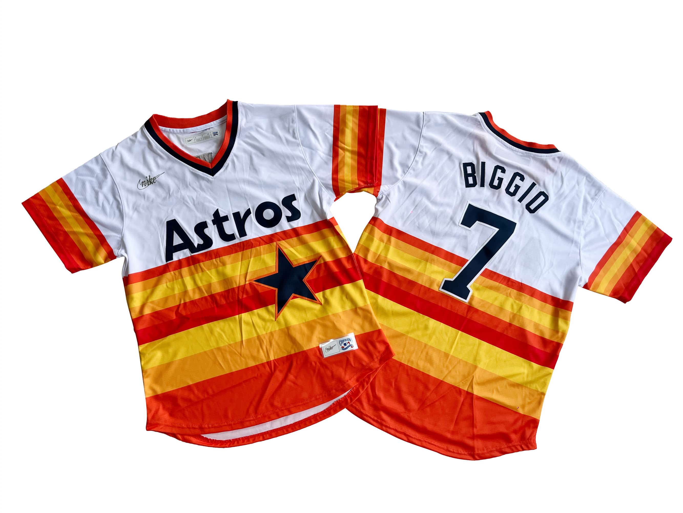 Men's Houston Astros Craig Biggio Nike White Home Cooperstown Collection Player Jersey.