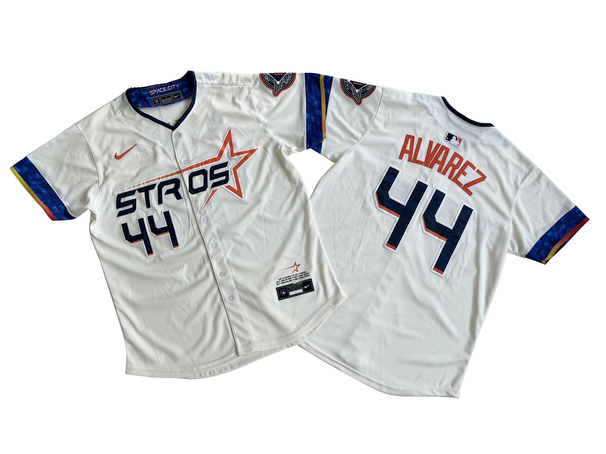 Men's Houston Astros Jose Altuve Nike White 2025 City Connect Limited Player Jersey.
