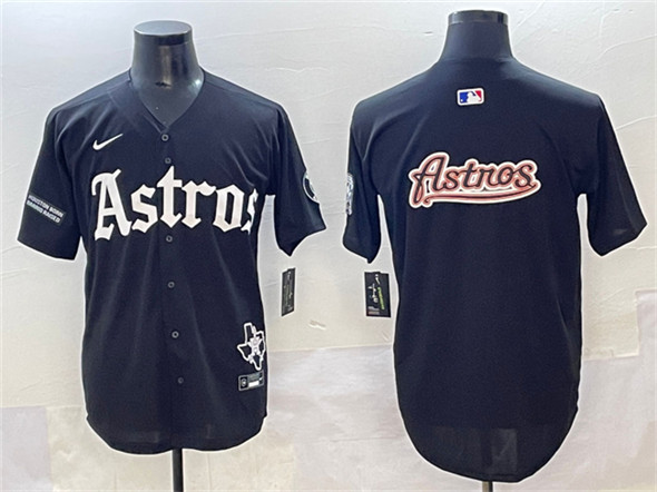 Men's Houston Astros Team Big Logo Black Gothic 'Houston Born Barrio Raised' Limited Stitched Baseball Jersey