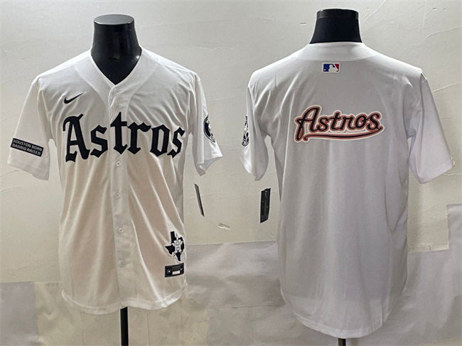Men's Houston Astros Team Big Logo White Gothic 'Houston Born Barrio Raised' Limited Stitched Baseball Jersey