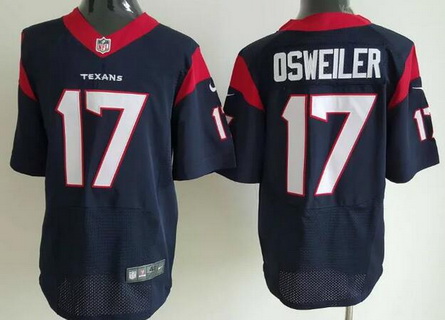 Men's Houston Texans #17 Brock Osweiler Navy Blue Team Color NFL Nike Elite Stitched Jersey