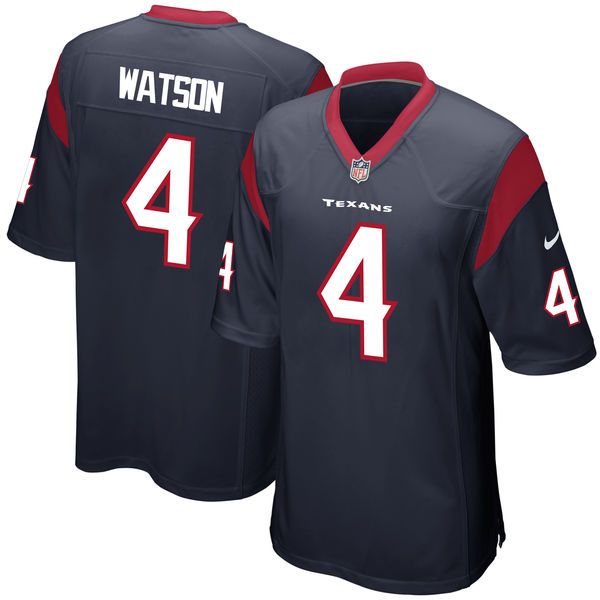 Men's Houston Texans #4 Deshaun Watson Nike Navy 2017 Draft Pick Game Jersey