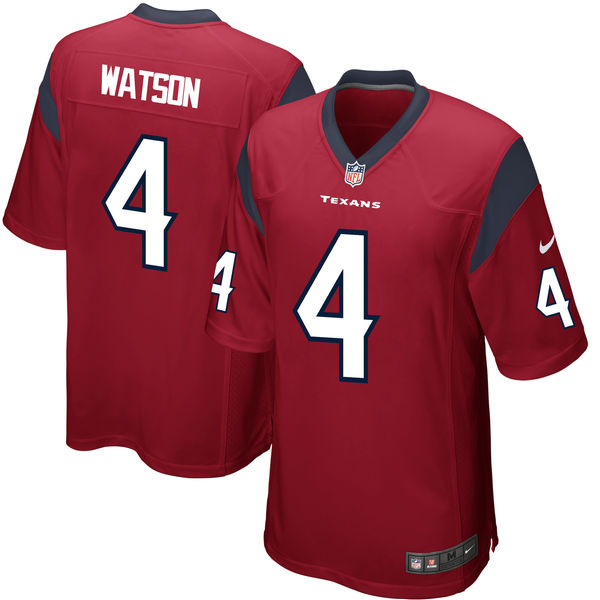 Men's Houston Texans #4 Deshaun Watson Nike Red 2017 Draft Pick Game Jersey