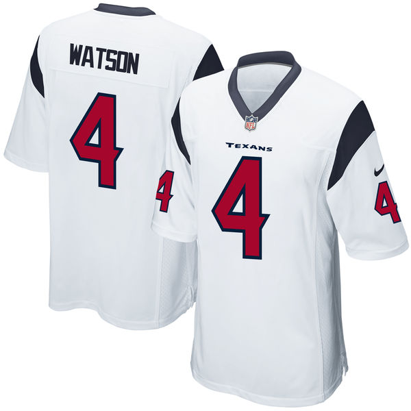Men's Houston Texans #4 Deshaun Watson Nike White 2017 Draft Pick Game Jersey