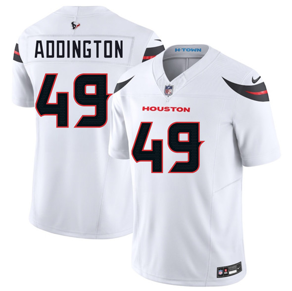 Men's Houston Texans #49 Tucker Addington White 2025 F.U.S.E. Vapor Limited Football Stitched Jersey