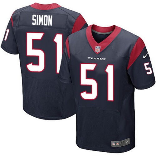Men's Houston Texans #51 John Simon Navy Blue Team Color Nike Elite Jersey