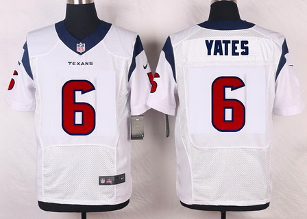 Men's Houston Texans #6 T. J. Yates White Road NFL Nike Elite Stitched Jersey