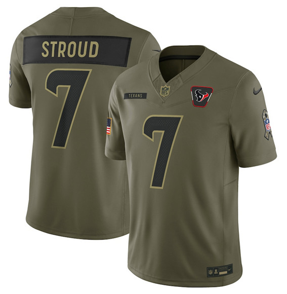Men's Houston Texans #7 C.J. Stroud Olive 2025 Salute to Service Limited Football Stitched Jersey