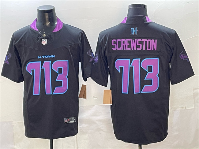 Men's Houston Texans #713 Screwston Black F.U.S.E. 2025 DJ SCREW Vapor Limited Stitched Football Jersey