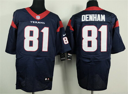 Men's Houston Texans #81 Anthony Denham Blue Nik Elite Stitched Jersey
