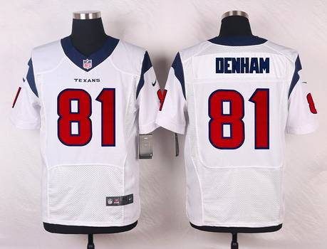 Men's Houston Texans #81 Anthony Denham White Road NFL Nike Elite Stitched Jersey