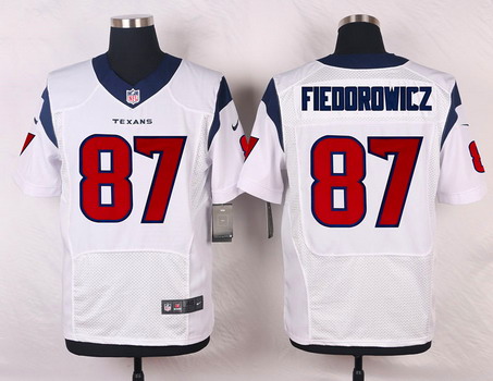Men's Houston Texans #87 C. J. Fiedorowicz White Road NFL Nike Elite Stitched Jersey