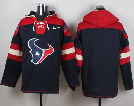 Men's Houston Texans Blank Navy Blue Team Color NFL Nike Hoodie with Team Logo Stitched