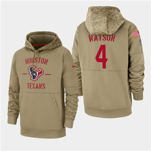 Men's Houston Texans Deshaun Watson 2019 Salute to Service Sideline Therma Hoodie - Tan