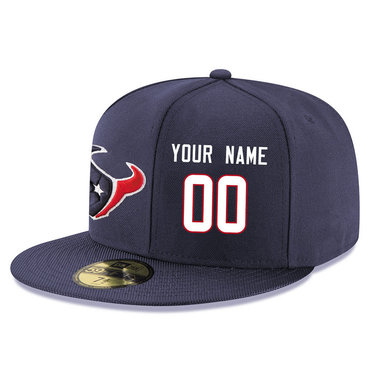 Men's Houston Texans Navy Color Snapback Custom Hat (Stitched any name&number)