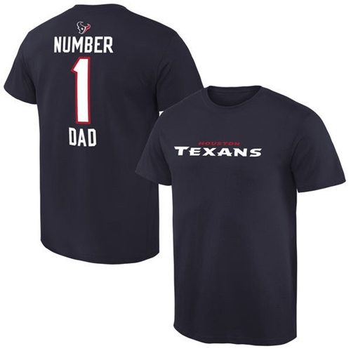 Men's Houston Texans Pro Line College Number 1 Dad T-Shirt Navy