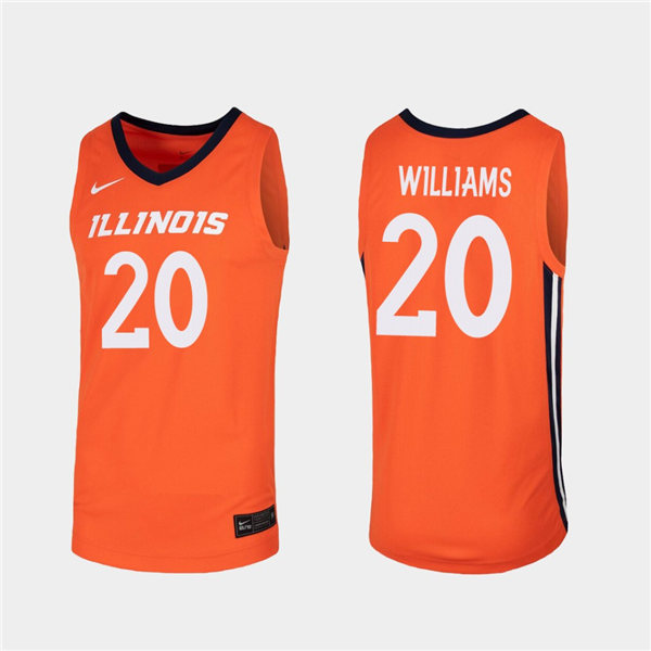Men's Illinois Fighting Illini #20 Da'Monte Williams Nike Orange V-Neck NCAA College Basketball Jersey