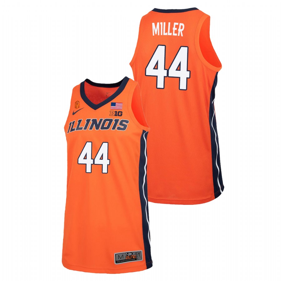 Men's Illinois Fighting Illini Adam Miller College Basketball 2021 Replica Jersey Orange