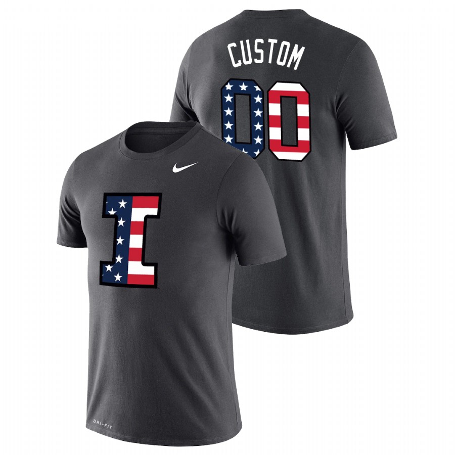 Men's Illinois Fighting Illini Americana Custom Anthracite T-Shirt