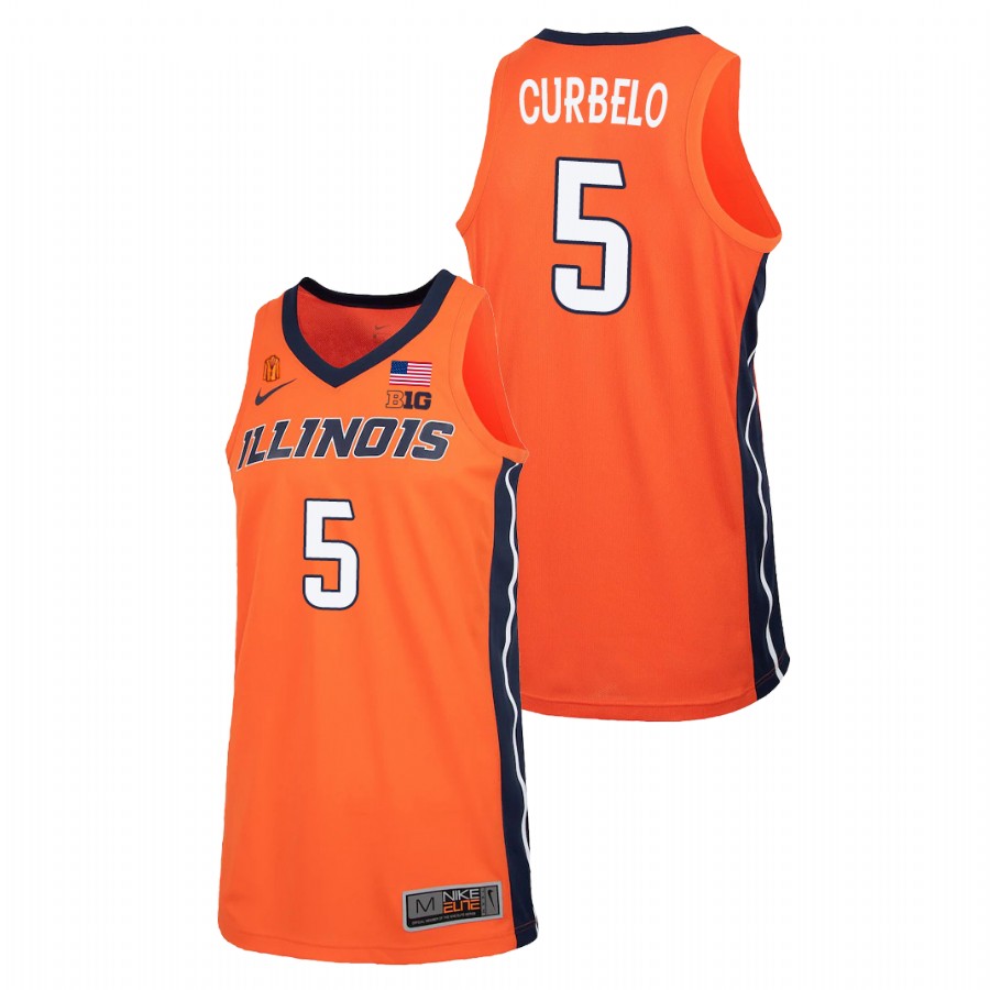 Men's Illinois Fighting Illini Andre Curbelo College Basketball 2021 Replica Jersey Orange