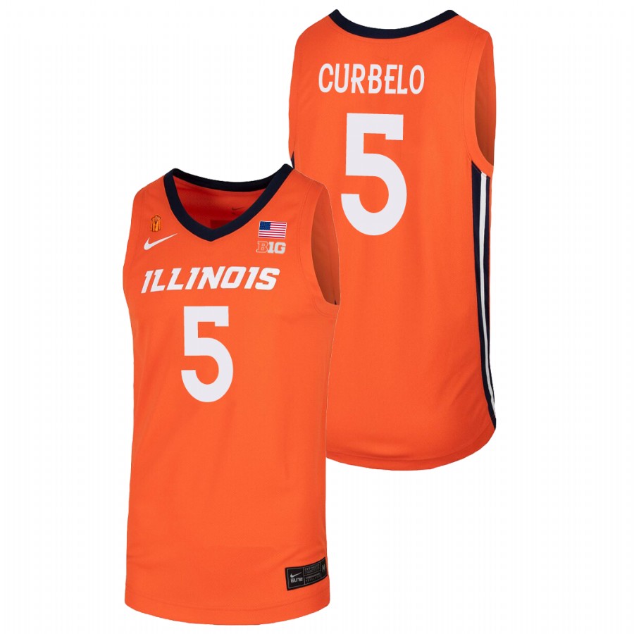 Men's Illinois Fighting Illini Andre Curbelo College Basketball Jersey Orange